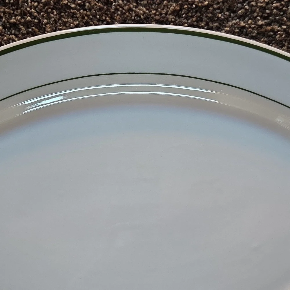 Vintage Restaurant Ware Platter White w/ Green Stripe Caribe Puerto Rico USA